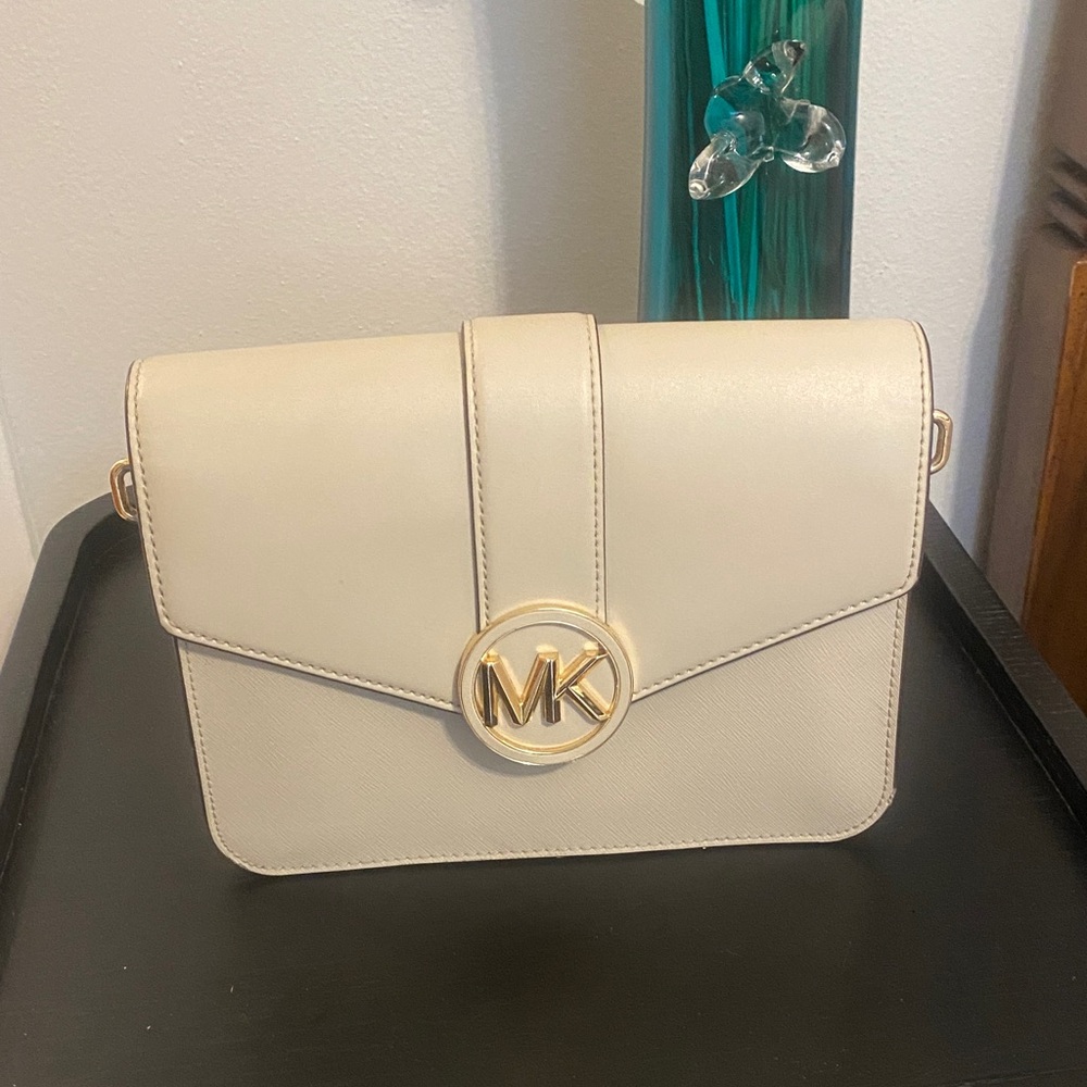 Michael Kors Beige Crossbody Bag with Gold Accents